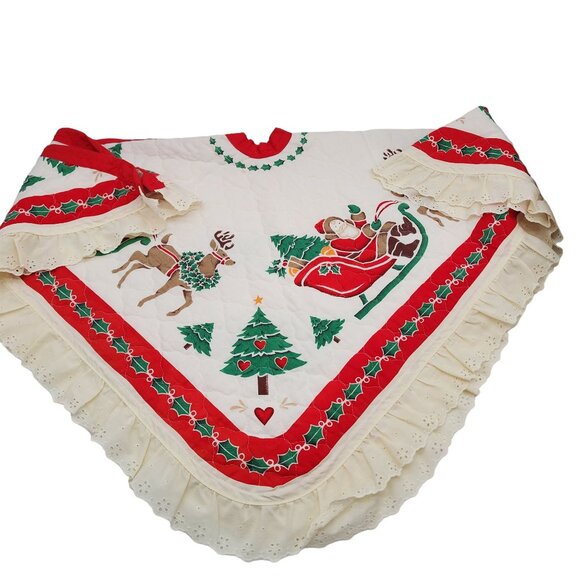 Vintage handmade Christmas tree Skirt 36 x 36 - Picture 2 of 4